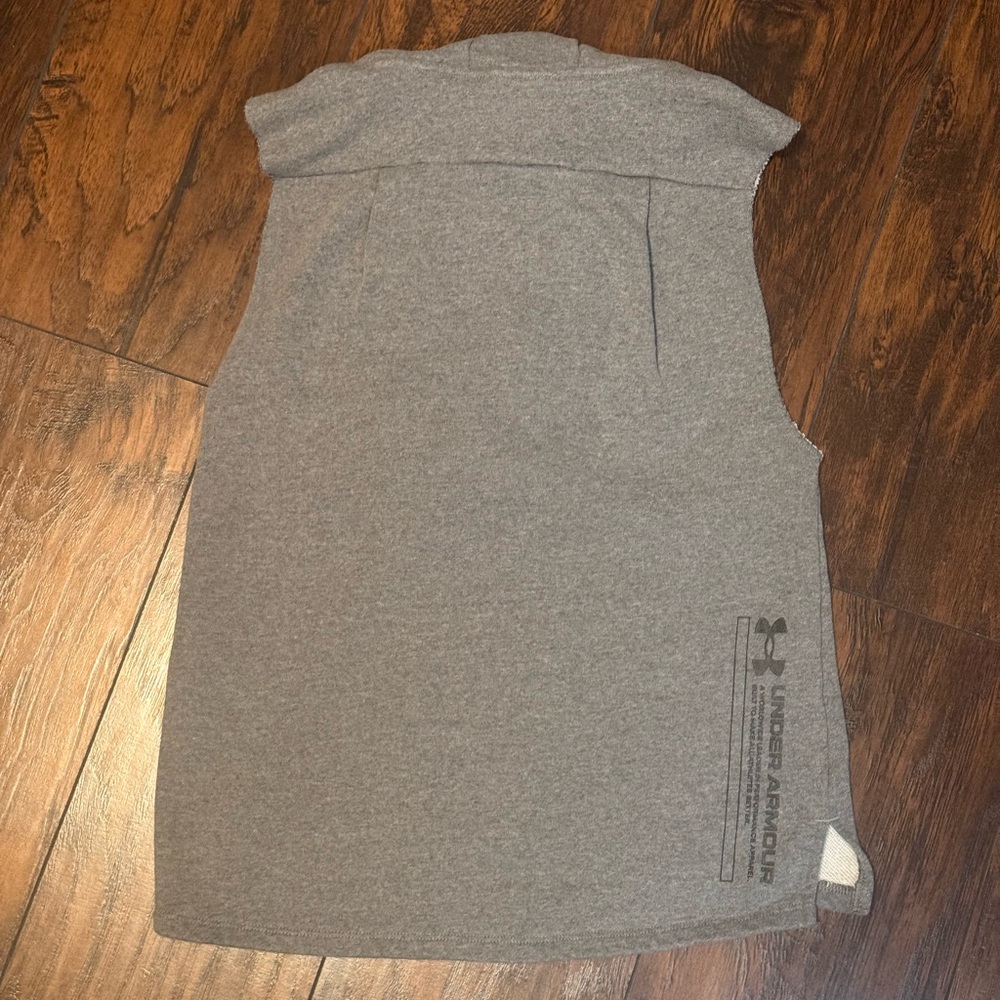 Under Armour Sleeveless Hoodie Mens XS Gray Pullover Sweatshirt Athletic Gym UA - Picture 8 of 14